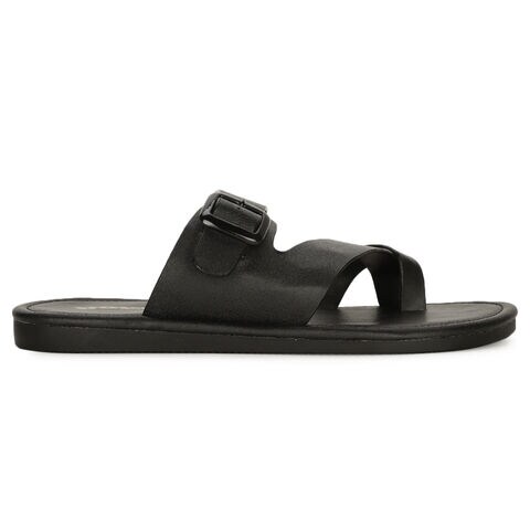 Bata black toe ring slippers for men